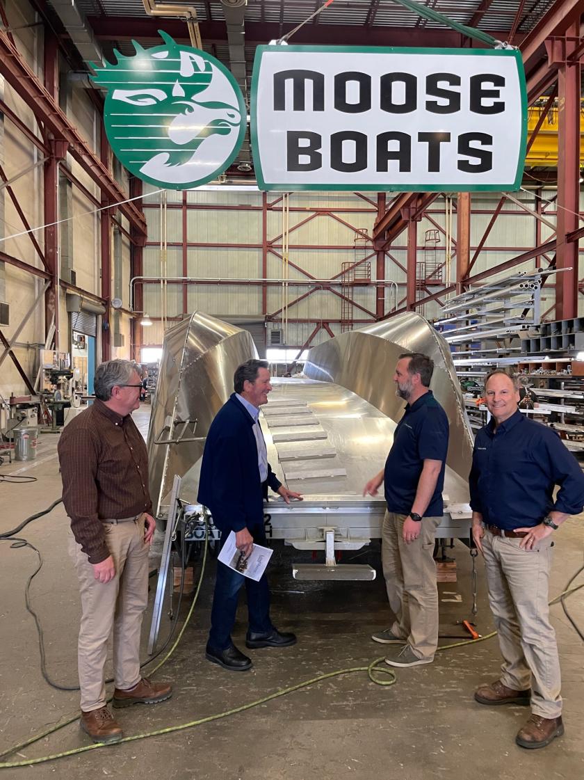 Garamendi at mooseboats