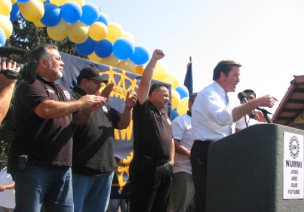 Garamendi speaking at UAW rally
